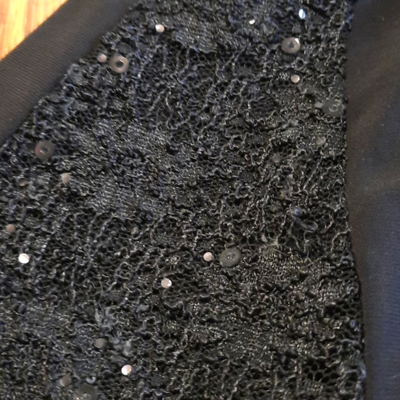 Black Formal Mini Dress with Lace and Sequins - Picture 5 of 6